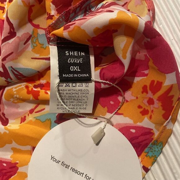 Floral 1 shoulder vacay top with bow SHEIN Curve 0XL - Picture 5 of 5